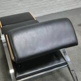 Black leather lounge chair futuro 3 by massimo iosa ghini for moroso - italy 1980's