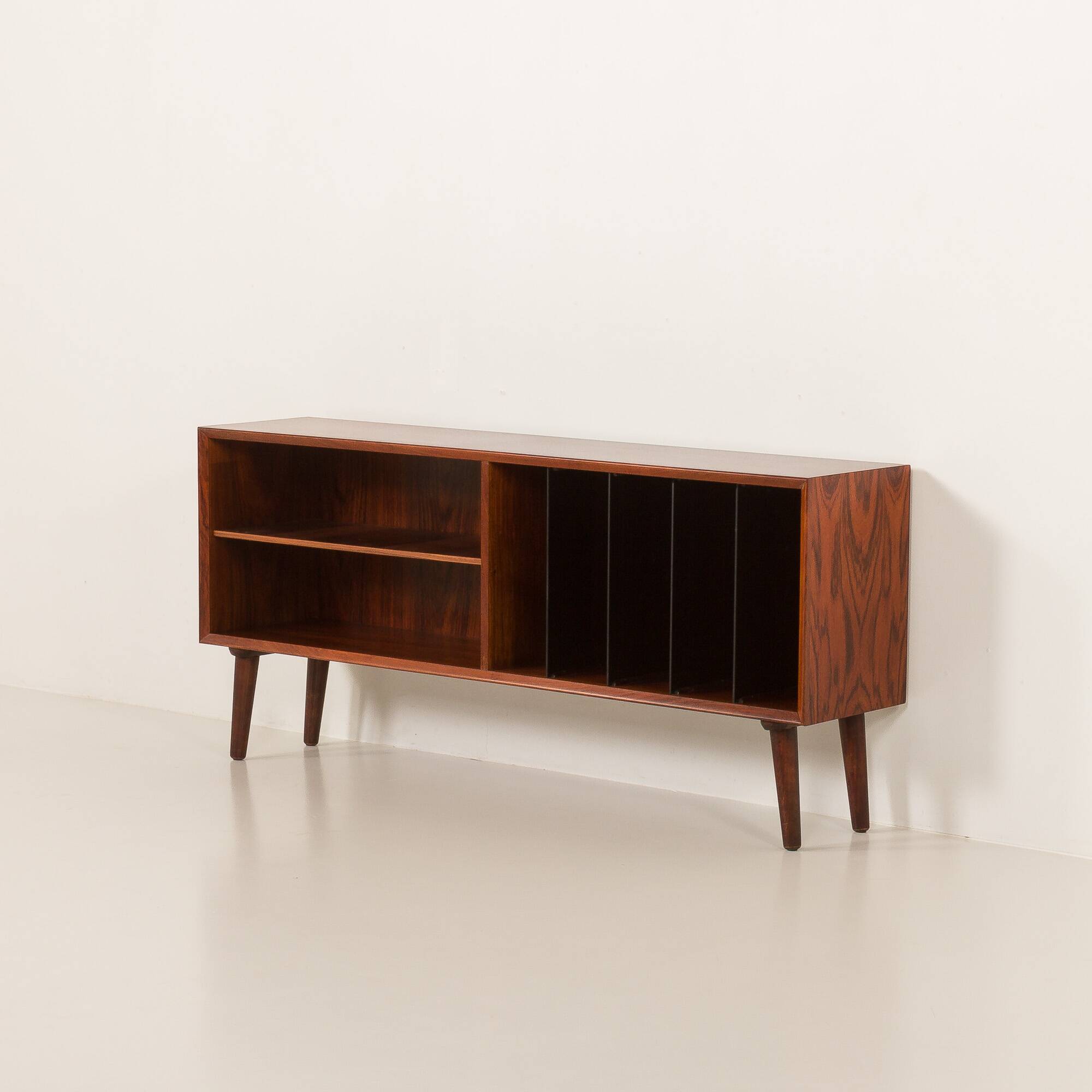 Scandinavian rosewood sideboard, vintage vinyl records cabinet, Denmark 197