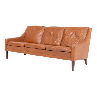 1970’s Danish Modern cognac leather sofa