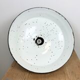 Industrial midcentury black enamel factory lamp, 1950s