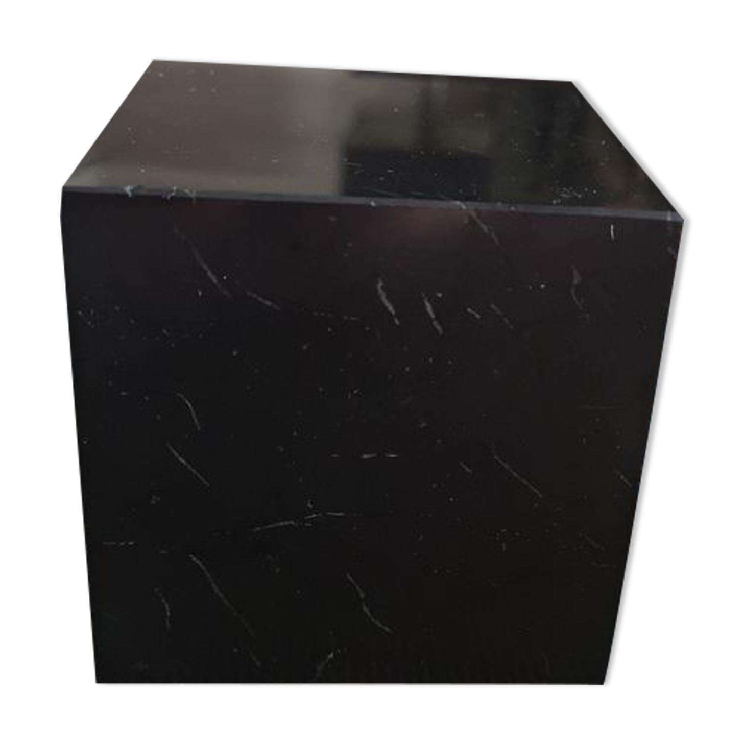 Presse papier / serre livre cube marbre noir - années 1970