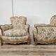 20th Century Italian Baroque Style Bergère Armchairs in Carved and Gilded W