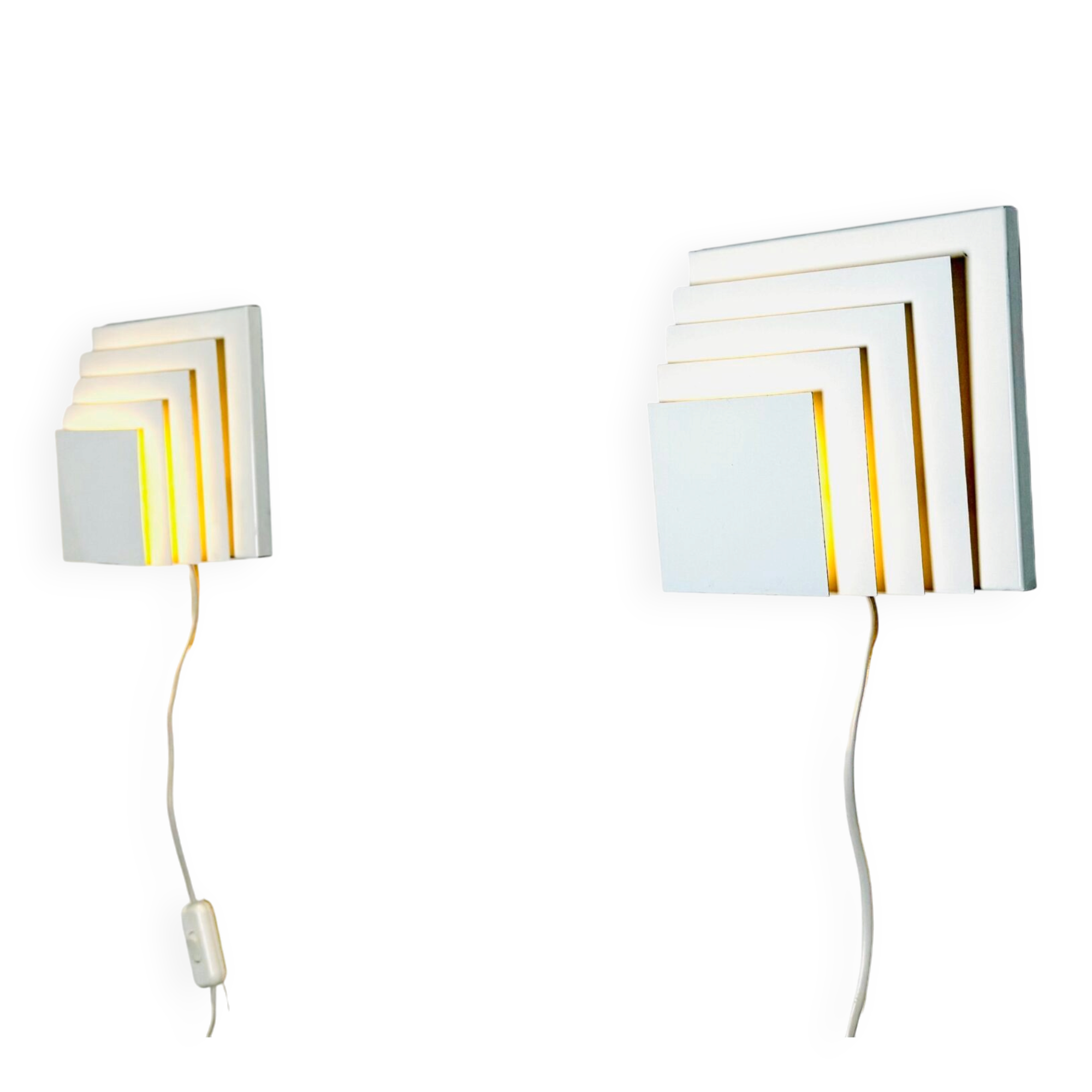 Geometric Square Layered Wall Lamps By Unknown Designer, The Netherlands 1960S
