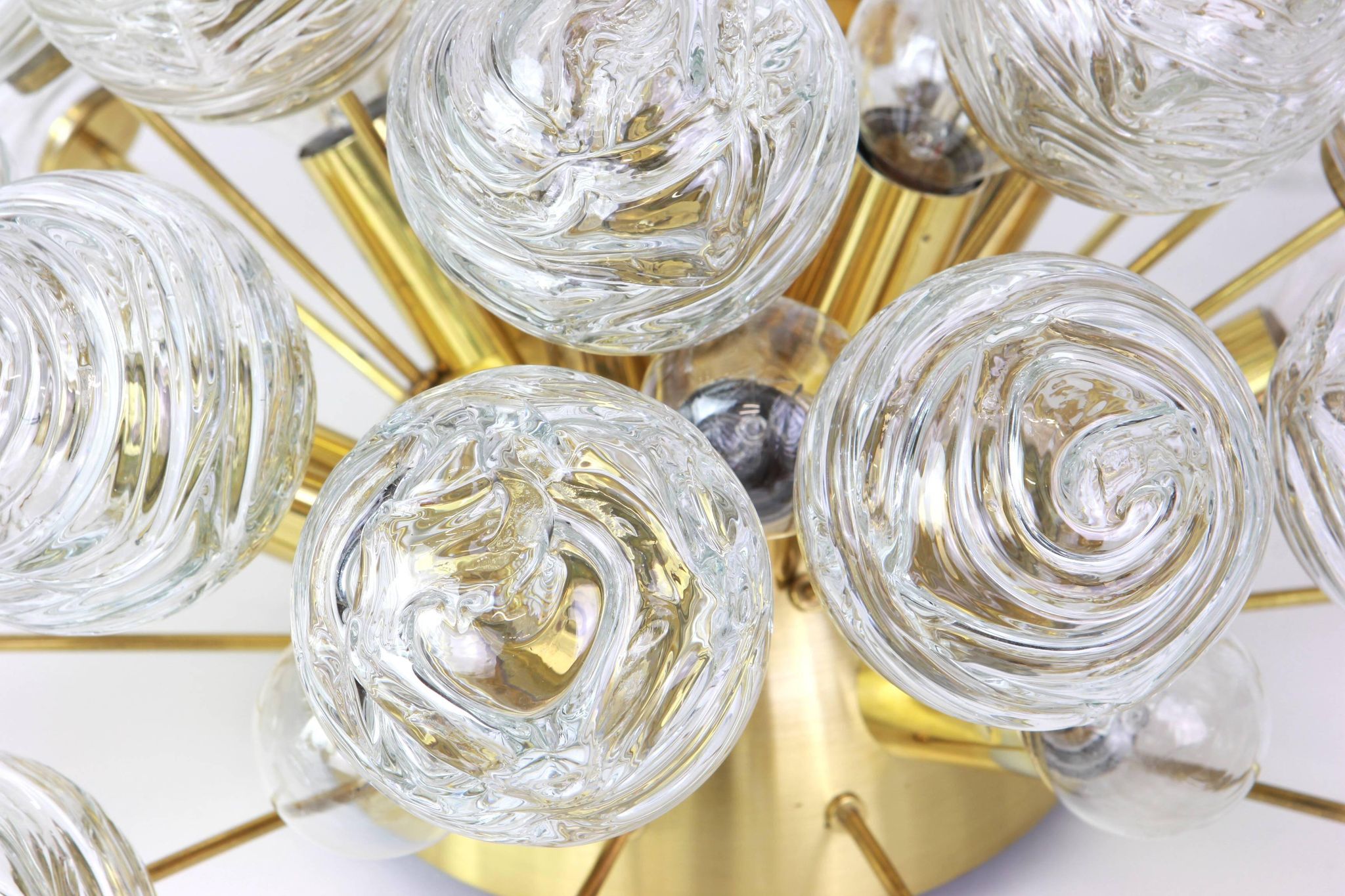 Sputnik ceiling lights with glass snowballs by Doria, Germany, 1970s