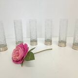Set of Six Bohemian Ground Crystal and Silver Drinking Glasses