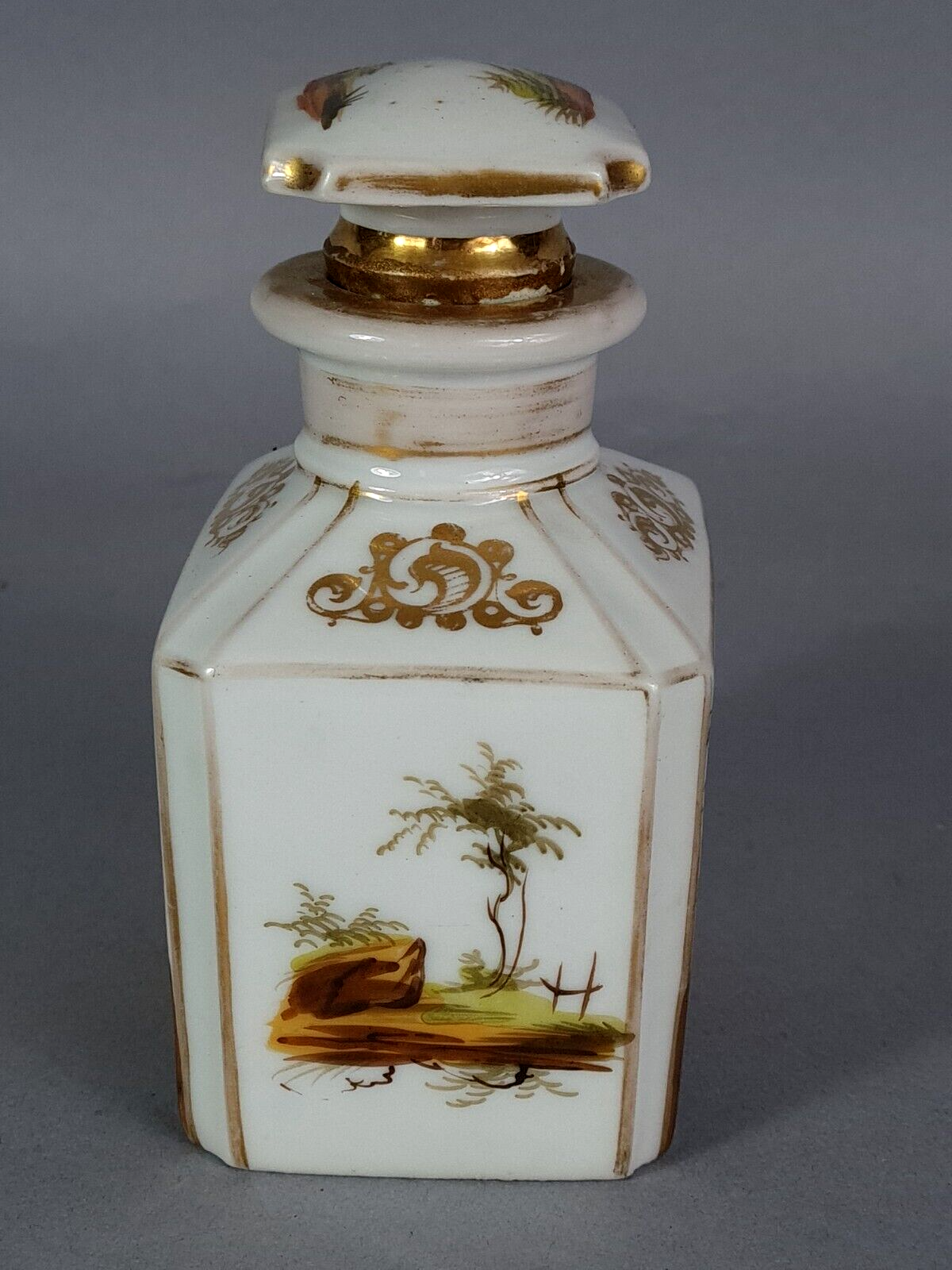 Porcelain bottle old Paris marine & bucolic decoration nineteenth century SB