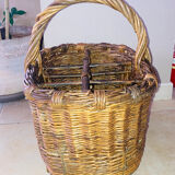 Wicker and hazel bottle basket from the early 20th century or possibly earlier.