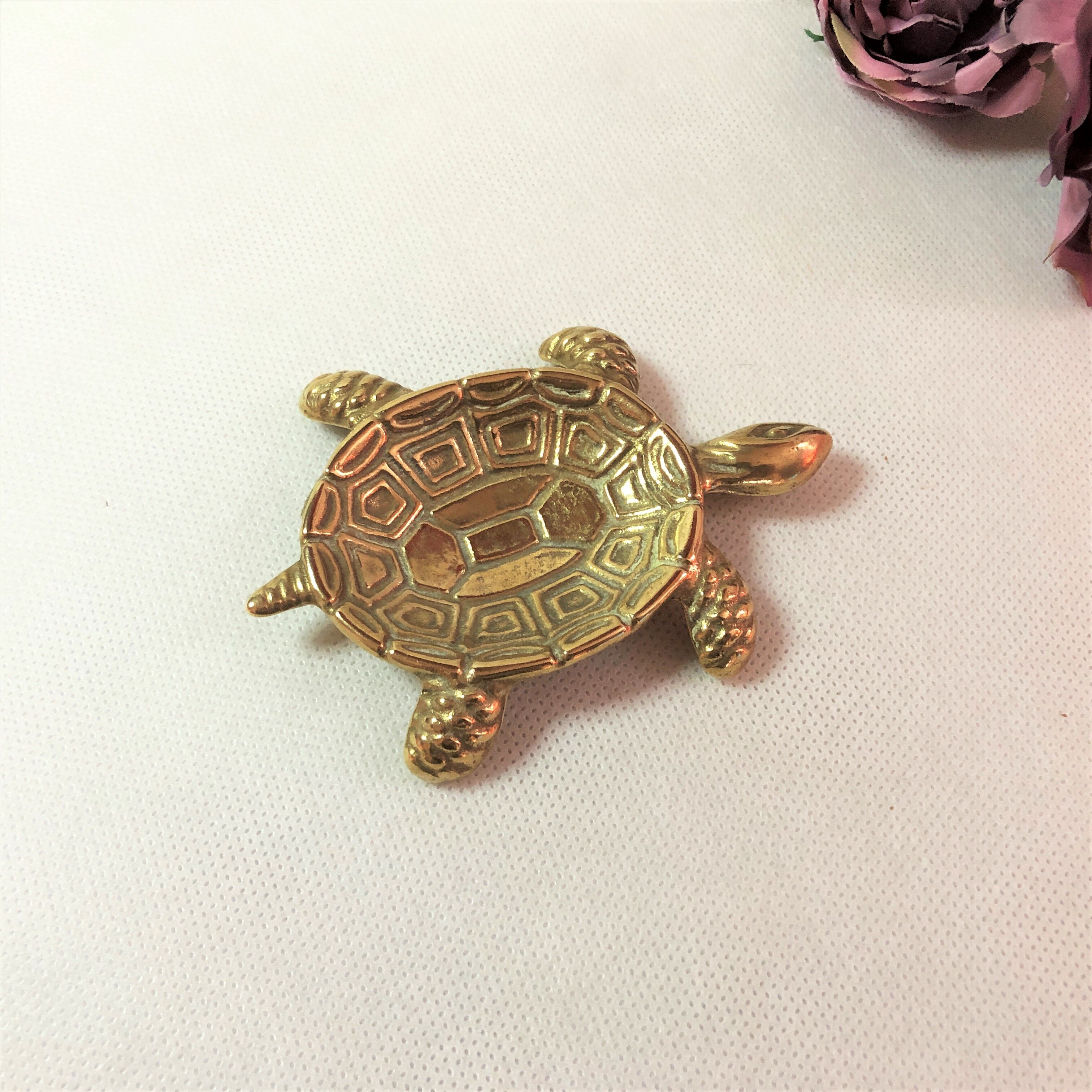 Figurine turtle gilded brass protective symbol