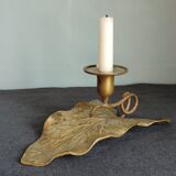 Antique bronze ivy leaf candle holder