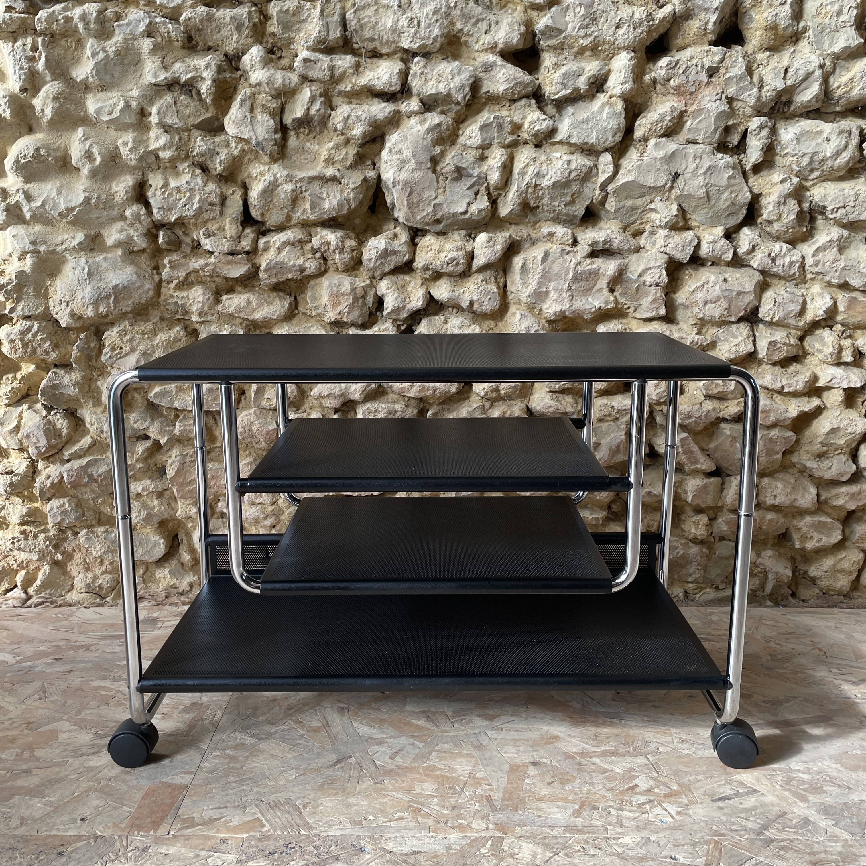 Occasional furniture / hi-fi furniture on chrome metal wheels – Habitat