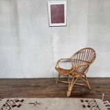 Bohemian armchair shabby chic rattan 1950