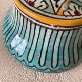 Small butter pot Jobbana Morocco Fez 19th century with centipede and geometric decorations