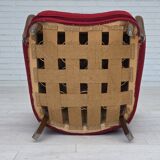 Fauteuil danois des années 1960, état d'origine, tissu en laine, pieds en bois de hêtre.