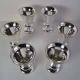 Set of six Amalgam Glass Goblets, Biedermeier, Peasant Silver, Circa 1860's.