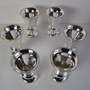 Set of six Amalgam Glass Goblets, Biedermeier, Peasant Silver, Circa 1860's.