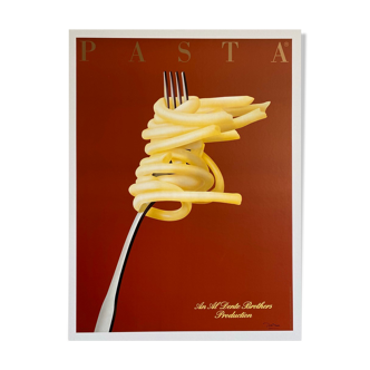 Affiche Razzia Pasta An Al Dente Brothers Production' 1986 - signé par l'artiste - On linen