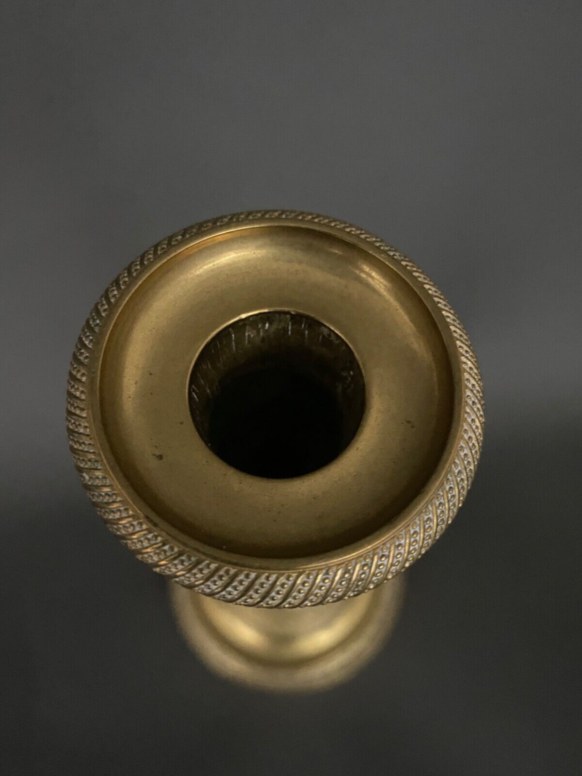 Pair of candlesticks gilded bronze chiseled guilloché first part of the nineteenth
