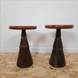 Pair of industrial stools foot in copper metal