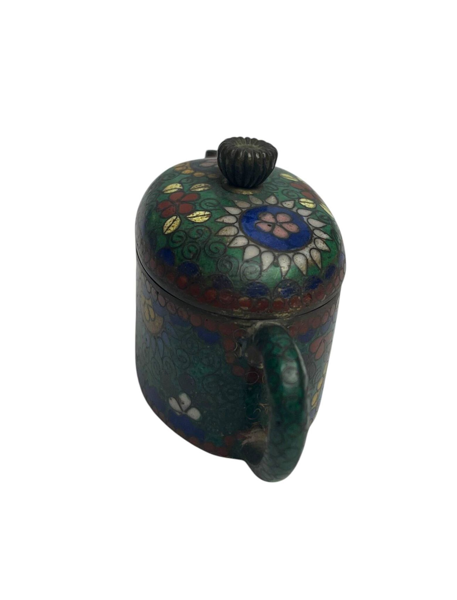 China, small cloisonné bronze teapot early 20th century