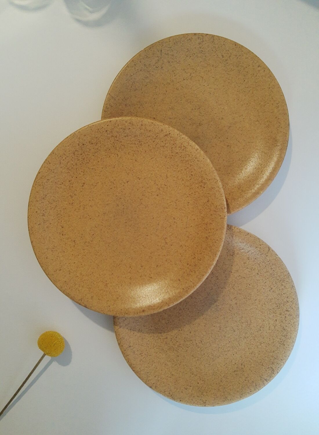 Trio of vintage Chantilly France stoneware dinner plates