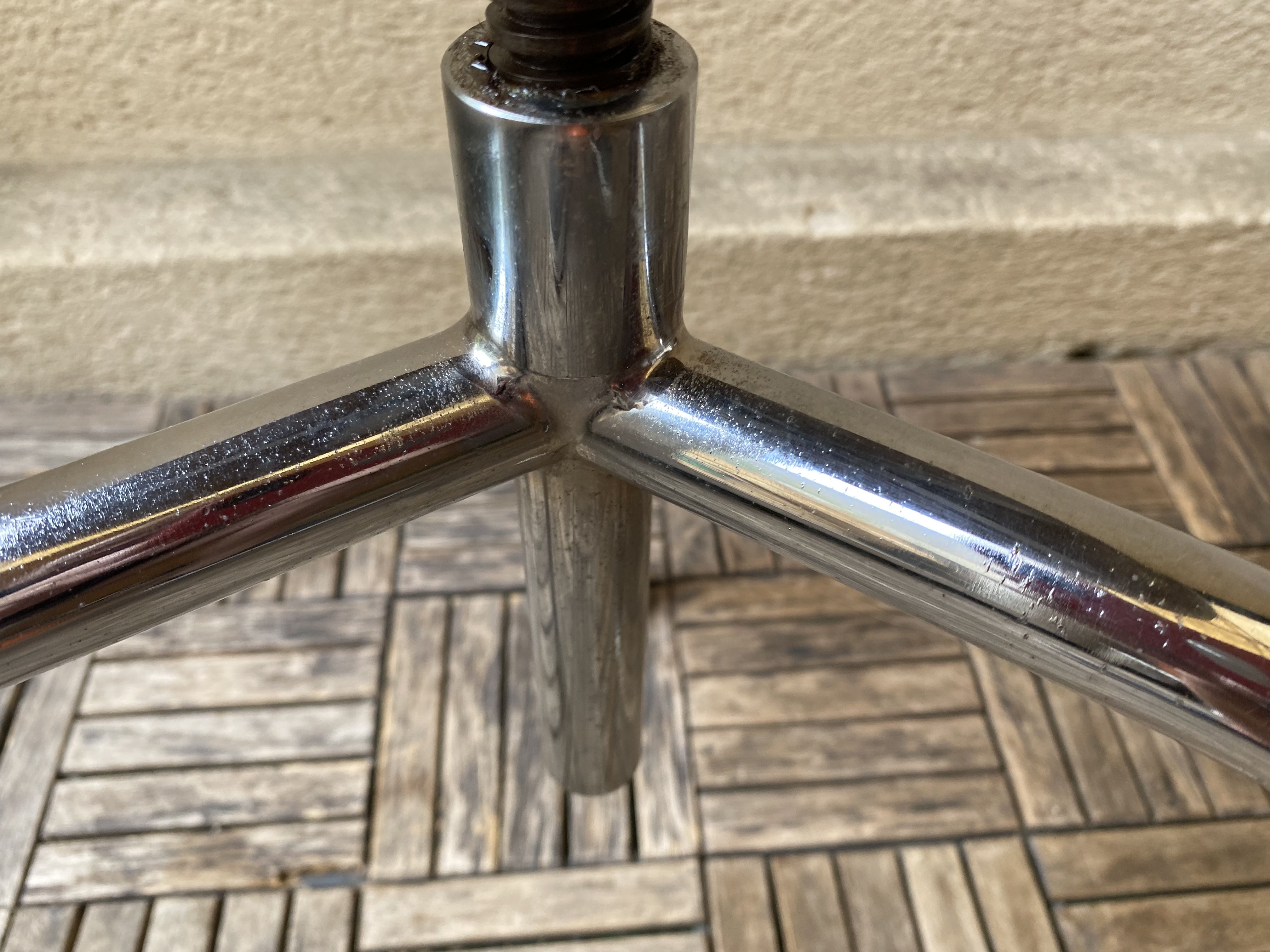 Stool tripod swivel workshop height adjustable skai & chrome vintage 60s