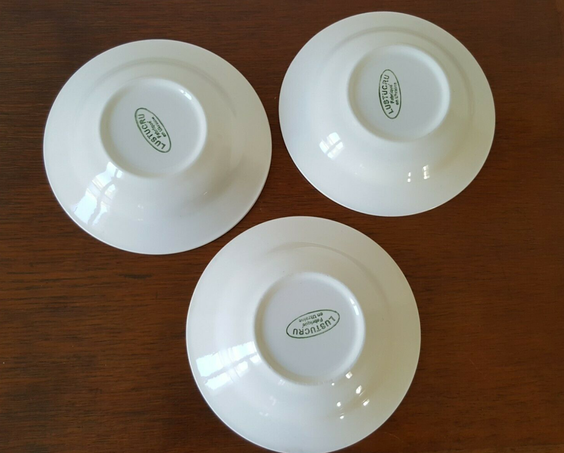 Hollow plates in earthenware Lustucru décor vintage checkerboard blue tiles