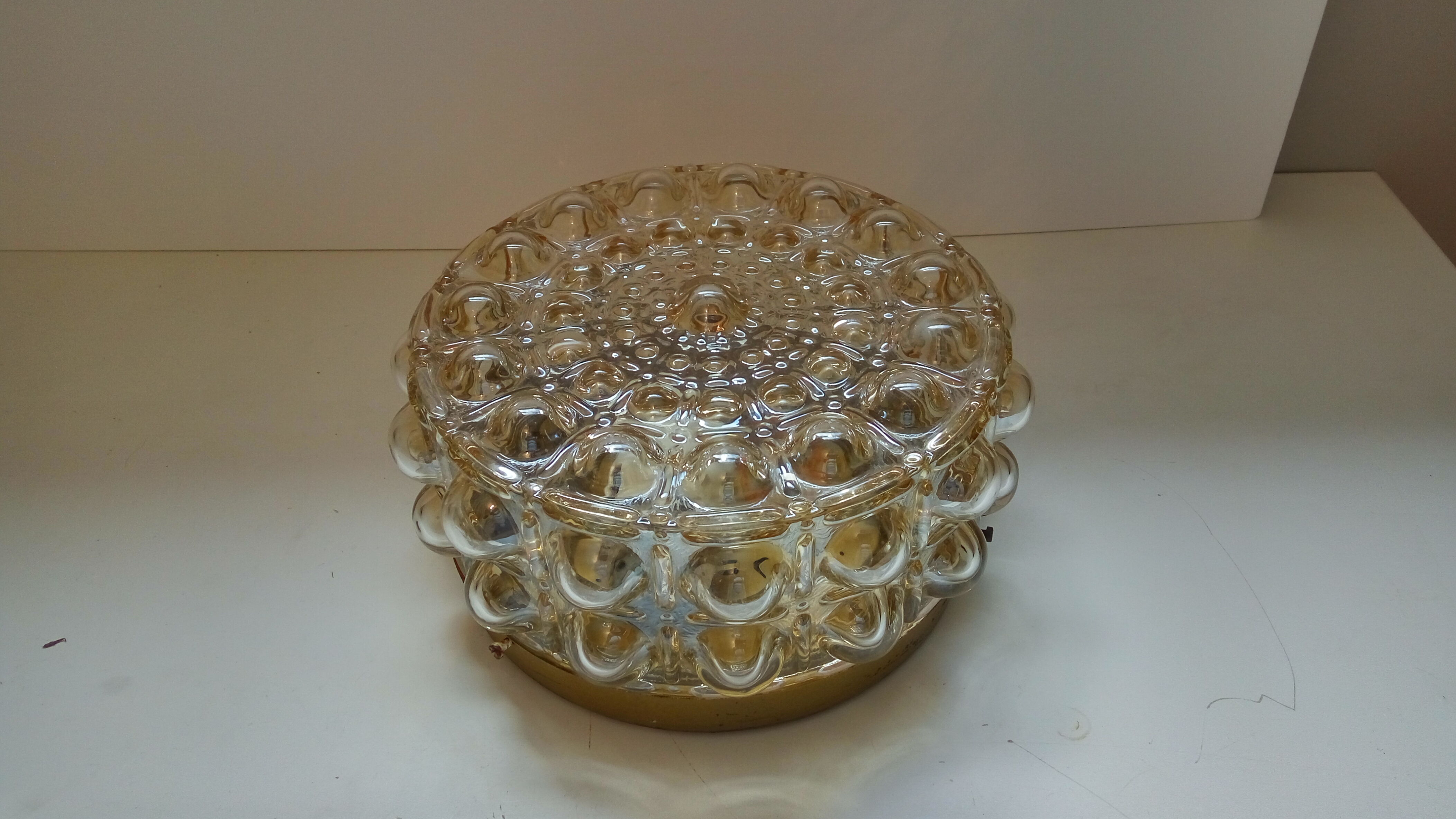 Ceiling light amber glass bubbles