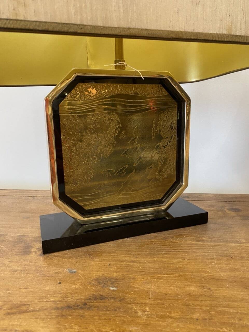 Pair of brass and gold-plated lamps by George Mathias, 1970