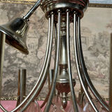 Lustre métal chome et pampilles 12 feux 1970