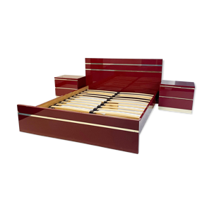 Lit double & tables de chevet années 1970 Eric Maville