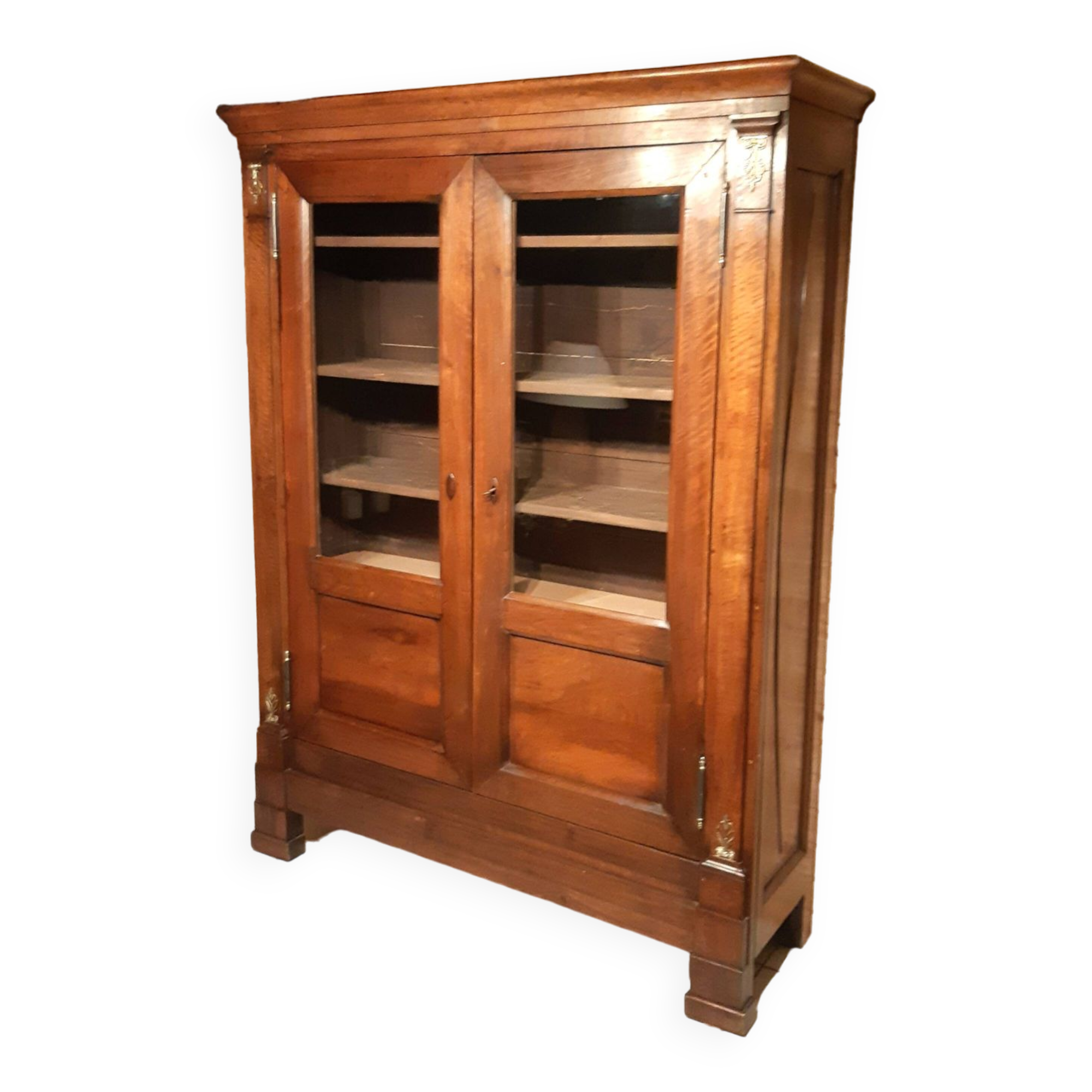 Period empire display bookcase in solid walnut