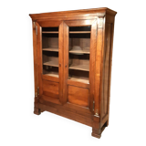 Bibliothèque vitrine empire d'époque en noyer massif