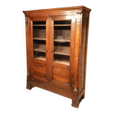Bibliothèque vitrine empire d'époque en noyer massif