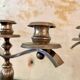 Pair of silver-plated metal art deco candlesticks