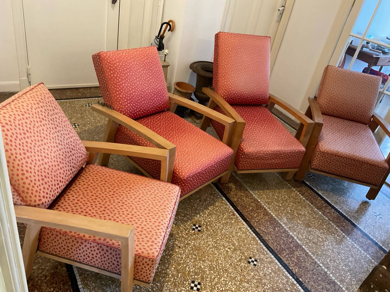 4 modernist reclining chairs circa 1950