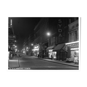 Photo print framed Paris in 1965 on Rue de la Chaussée d'Antin by night