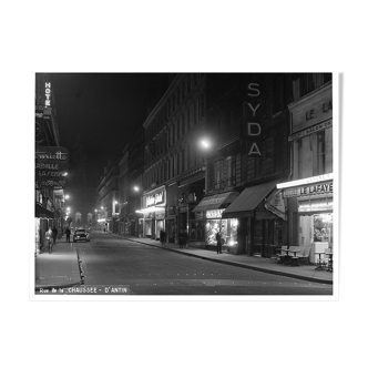 Tirage photographique encadré Paris en 1965 rue de la Chaussée d'Antin by night