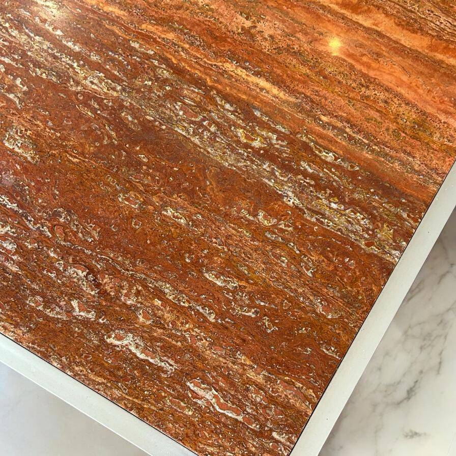 Georges Ciancimino - Very Important and Rare Square Travertine Coffee Table Ro