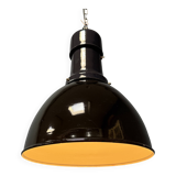 Large black enamel Bauhaus factory lamp