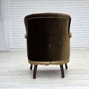 1950s, Scandinavian armchair, green furniture velour, ash wood.