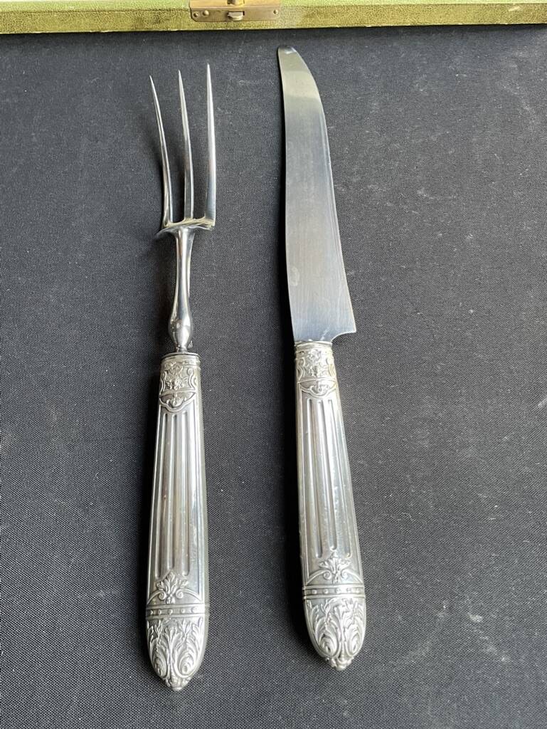 Silver cutting service stuffed in a case - ATE Guichard & Émile Puiforcat - 19th century