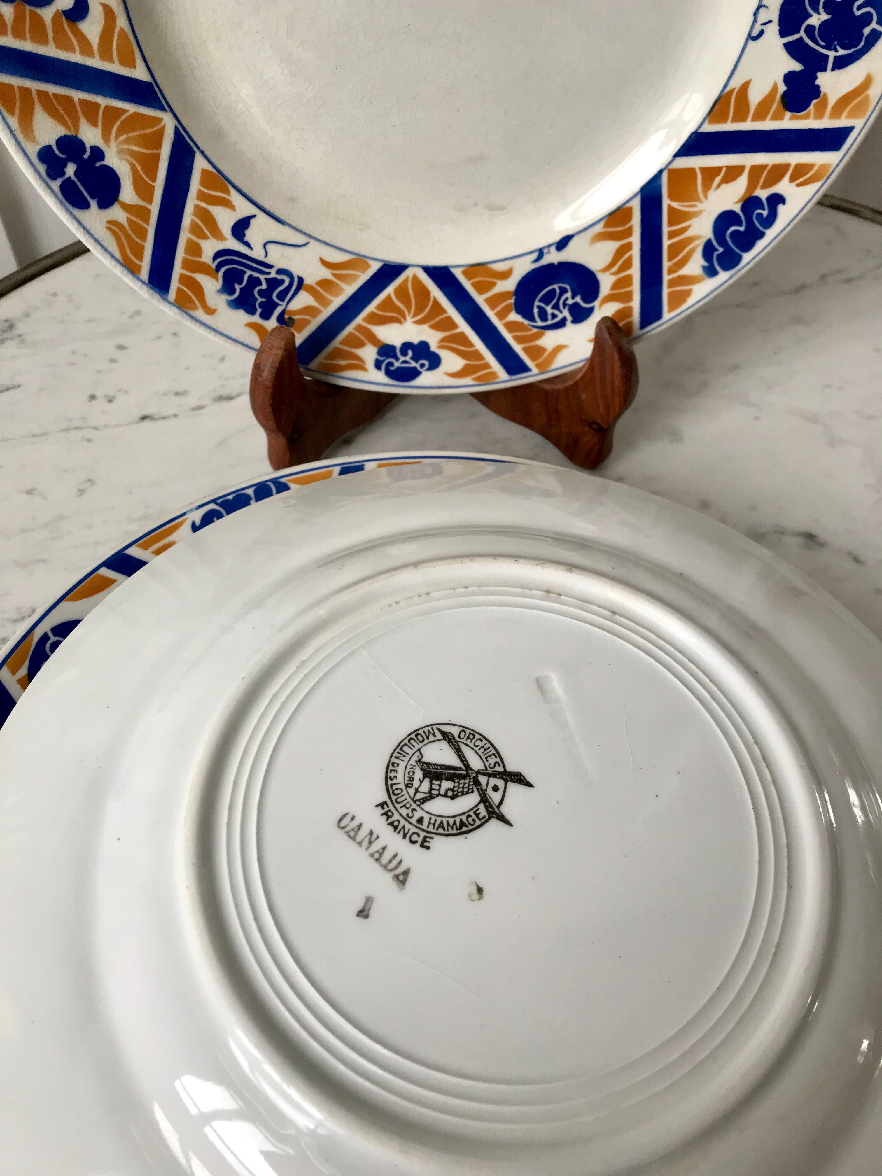 Set of 4 flat plates Moulin des Loups and Orchies model Canada