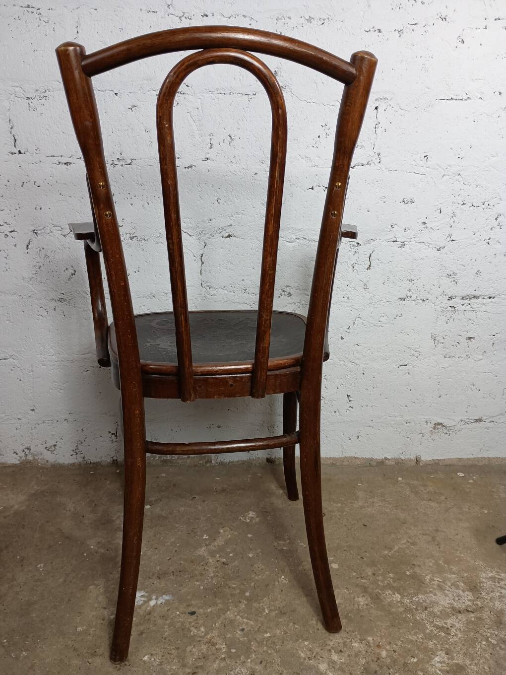 Curved wooden armchair Fischel bistro style late 19th century