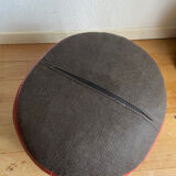 Red patchwork leather pouf