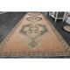 1970s Vintage Turkish Oushak Handmade Wool Cotton Orange Runner Rug 122x384