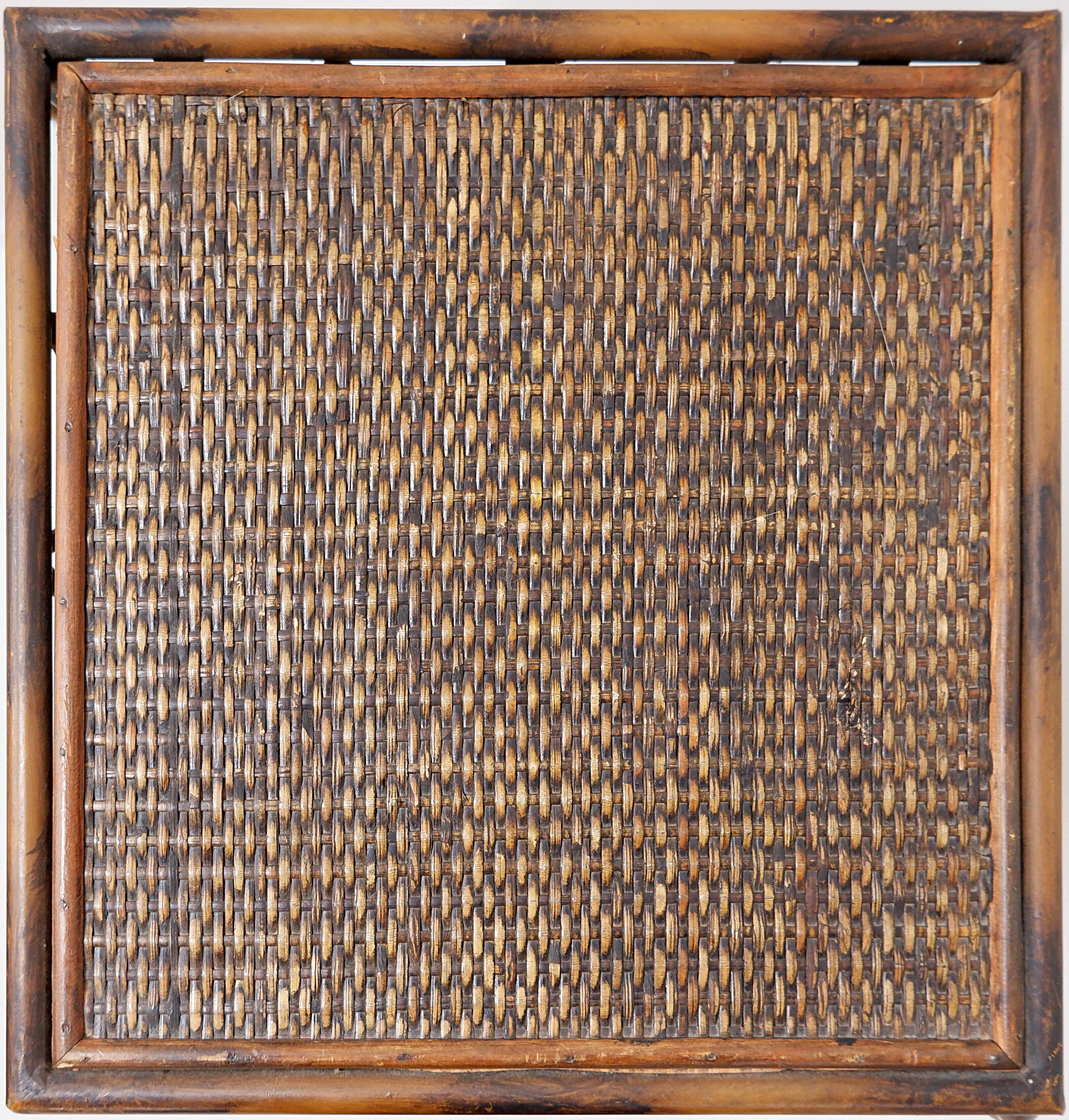 Vintage wicker and bamboo pedestal column