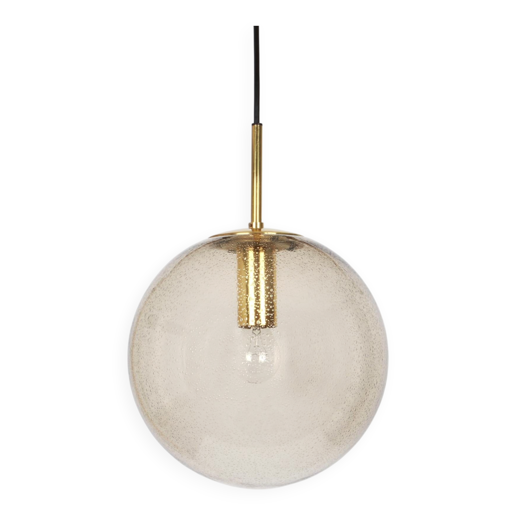 Lustre Limburg in brass with smoked glass ball, Germany, 1970s