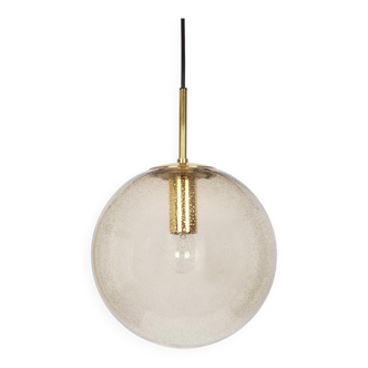 Lustre Limburg in brass with smoked glass ball, Germany, 1970s