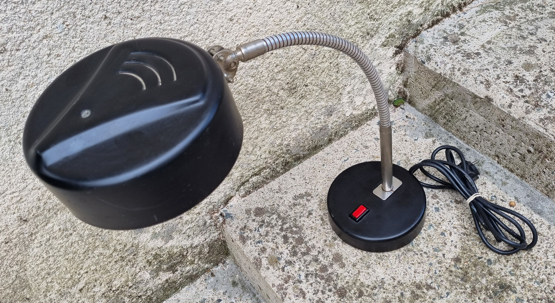 Bauhaus industrial desk lamp, metal, vintage, 50s