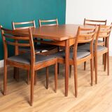 G Plan Two Leaf Extending Dining Table & Six Chairs Seats 6-10